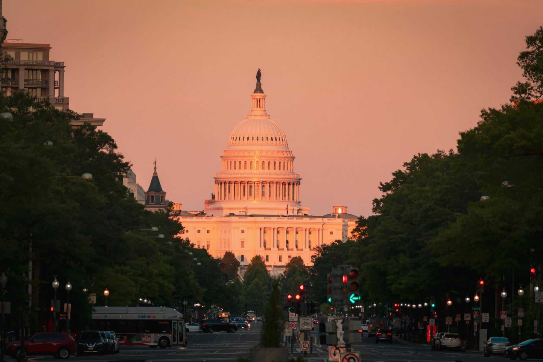 The U.S. Capitol at sunset